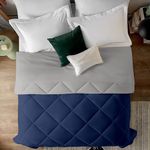 EDMUND - All Season Comforter Reversible AC Blanket Lightweight Quilt Duvet for Single Bed Comforter (60" x 90") Inches - AC Duvet 150 GSM Comforter | Navy Blue&Silver