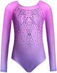 Zaclotre Kid Girls Gymnastic Leotard Long Sleeve Color Gradient Sparkly Ballet Dance One Piece Outfit