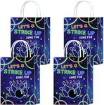 Tyndallrays 16 Pieces Blue Bowling Goodie Bags for Bowling Birthday Party Supplies,Bowling Gift Snacks Treat Candy Party Favors Bags with Handles for Kids Adults Bowling Theme Party Decorations