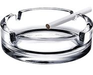 WEZOSHINET Crystal Glass Round Tabletop Ash Tray Glass Ash Tray for Cigarette, Cigar Smoking for Home, Car, Balcony, Crystal Clear Round Ash Tray Box Crystal Quality Glass Ash Tray (Pack of1)