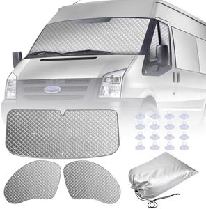 MaxEarn Motorhome Internal Thermal Blind for Ford Transit Van MK7, 3Pcs Sunshade Wrap Cover Kit, Windscreen Cover, Summer Uv Sun Blind & Winter Insulation Cover, Windshield Protection for Campervans