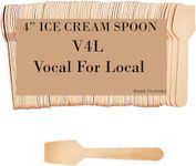 V4L 4 Inches Mini Ice Cream Wooden Spoons Wood Mini Taster Spoons Gelato Spoons Disposable for Crafts Ice Creams Sampling Tasting Pack of 500