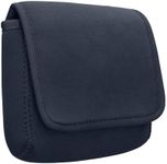 kwmobile Cable Organiser Bag - Soft Protective Neoprene Tech Pouch - 16 x 12 cm - Cable Travel Organiser Storage with 2 Interior Mesh Pockets - Dark Blue
