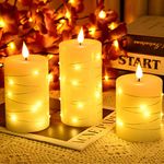 cimetech Flameless Flickering Candles, Battery Powered LED Candles with Remote Control, Built-in Star String, Real Wax, 24-Hour Timer Function for Wedding Decor, Table Decor, Home Decoration Gifts