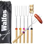 WALFOS Marshmallow Toasting Forks, Telescoping Marshmallow Toasting Kits Sticks, BBQ Smores Skewers,Campfire Roasting Sticks & Hot Dog Forks, 6 PCS