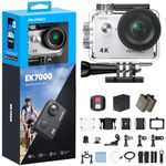 AKASO EK7000 4K30FPS Action Camera - 20MP Ultra HD Underwater Camera 170 Degree Wide Angle 98FT Waterproof Camera with Accessory Kit - Silver
