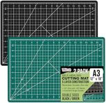 U.S. Art Supply - Pack of 2-12" x 18" Green/Black Professional Self Healing 5-Ply Double Sided Durable Non-Slip Cutting Mat Great for Scrapbooking, Quilting, Sewing, Arts & Crafts