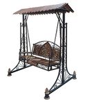 Onlinshoppee Solid Wood & Iron Garden Swing 3 Seater Balcony Hammock Jhula Cradle Outdoor Patio Furniture for Relaxation and Comfort Enhance Your Outdoor Décor with This Stylish
