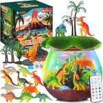 RONSTONE Dinosaur Gifts for Boys, Light Up Terrarium Kit for Kids, Birthday Gift for Boys Ages 4 5 6 7 8-12, Build a Dinosaur Habitat DIY Dinosaur Toys, Arts and Crafts Kit for Kids