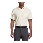 Van Heusen Men's Short Sleeve Dress Shirt Regular Fit Poplin Solid, Lemon Glaze, 15.5" Neck