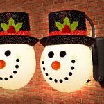 Christmas Snowman Porch Light Cover Decorations, Outdoor Snowman Wall Lamp Covers Lampshade for Home Christmas Decor, Outside Xmas Lamp Shade Holiday Decoration (Snowman 2)