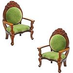 2 Pieces Miniature Armchairs Wooden Carved Single Sofa Chairs 1:12 Miniature House Furniture for Miniature House Accessories Furniture Decoration Birthday