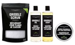 CARON & DOUCET – Ultimate Griddle Set | Seasoning, Oil, Soap & Salt Scrub | 100% Plant-Based & Best to Season, Clean, Care, Restore, Maintain & Protect