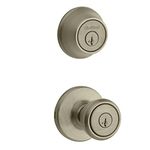 Kwikset 690 Tylo Entry Knob and Single Cylinder Deadbolt Combo Pack featuring SmartKey in Antique Brass