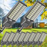 Jadisi 10-Pack 4000W Solar Street Light - 300000 Lumens, Dusk-to-Dawn, Waterproof, Ideal for Commercial & Outdoor Parking Lots - Energy-Efficient Solar-Powered, 3-Year Warranty