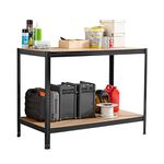 Neo Black Steel Heavy Duty Metal Workbench Bench Benches Table Garage DIY Shed Warehouse Work Tool Workshop Woodwork 90x120x60cm (Black)