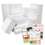 12 Packs White Gift Boxes with Lids for Presents, Extra Large Gift Box Bulk with All-Occasions Stickers for T-shirt, Robe, Sweater Assorted Size Boxes for Christmas, Birthday - Cajas Para Regalos
