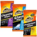 Armor All Wipes in a Pouch - Car Interior Cleaner: Ultimate Car Wipes and Interior Care Products (Protectant Wipes + Cleaning Wipes + Glass Wipes, 3 Packs Combo Kits)