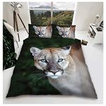 GC GAVENO CAVAILIA Wildlife 3D Duvet Cover, Animal Bedding Sets, Polycotton Quilt Bed Set, Puma, King