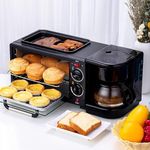 DD Retails 3 In 1 Breakfast Maker Machine With Coffee Maker || Multifunctional NonStick Grill Toaster Oven || Portable Electric Grilled Machine For Sandwich, Cake, Pizza, Bread Toast (Breakfast Maker)