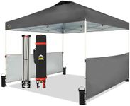 CROWN SHADES 10x10 Pop up Canopy Tent Instant Canopy with 150D Silver Coated Fabric Including 2 Half Sidewalls, 4 Ropes, 8 Stakes, 4 Weight Bags, STO 'N Go Bag, Grid Grey