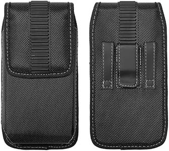 CELZEN Nylon Cell Phone Holster for T-Mobile REVVL 6 5G, REVVL 5G, REVVL 4+, Motorola Edge 2022, Moto G 5G, LG Velvet K52 K92 - Vertical Case Canvas Waist Carrying Pouch with Belt Clip/Loops, Black