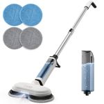 iDOO Cordless Electric Mop, Dual-Motor Electric Mop Floor Cleaner with Detachable Water Tank & Headlight with 4 Pads, Quiet Rechargeable Hard Floor Cleaner Perfect for Tile, Hardwood, Laminate, White