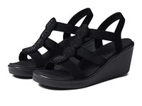 Skechers Cali Women's Rumble On - Camp Glam Wedge Sandal, Black/Black, 8