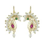 Vama Fashions Half Moon Or Peacock Shape Maharashtrian Traditional Press on Bugadi Upper Ear Clip on Earrings for Women & Girls (Peacock B)