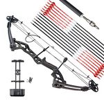 surwolf Compound Bow Fishing Bow 30~55LBS Adjustable Archery Bow and Arrow Set Hunting Bow Shooting Bow Bowfishing Left/Right Handed for Archery Outdoor (Right, black set1)