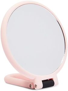 Glamlily 10x Magnifying Handheld Mirror, 2-Sided with Adjustable Stand, Suitable for Travel, Makeup, Foldable and Portable (9.5x5.3 in, Pink)