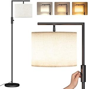SUNMORY Lámpara de Pie con Temperatura de Tres Colores 9W Bombilla LED Negra - Lampara Moderna de Salón con Portalámparas E27 para Dormitorio y Estudio