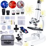 Microscope for kids，40X-2000X Compound microscope Mobile phone adapter with microscope slide Microscope kit for home school laboratories for children students