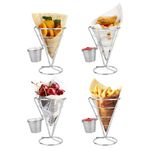 Jenngaoo 4 Pcs French Fries Stand,Fries Basket Cone Snack Display Stand French Metal Food Service Rack for Restaurant Holiday Parties to Hold Fried Chicken Fruit Donuts French Fries