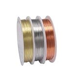 3 Rolls Jewelry Beading Wires, 0.5mm/ 24 Gauge Tarnish Resistant Copper Wires for Jewelry Making Supplies and Craft