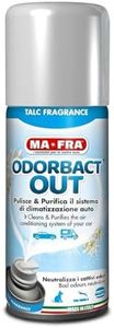Ma-Fra, Odorbact Out Talc Fragrance, Spray Purificante per Climatizzatori Auto, Neutralizza i Cattivi Odori e Rilascia una Piacevole Fragranza al Talco, Formato 150ml