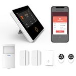 Mengshen WiFi 4G GSM Alarm System, Tuya Smart 7-Piece Kit Include 4.3" Security Panel Door Window Motion Sensor Remote Control Built-in Siren with Mobile APP Alert for Home Security