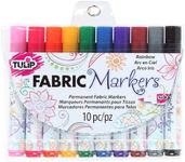 Tulip Permanent Fabric Brush Tip Markers, Rainbow, Set of 10