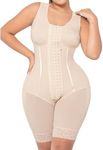 MARIAE RA001 Fajas Colombianas Knee Length Bodysuit Daily Use Shapewear Girdle Hourglass Figures with Elastic Bones Beige M