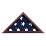 flybold Flag Display Case for Burial Flag - 25.5x13-Inch Folded Flag Holder - Flag Frame Display Case - Wood Military Shadow Box - Clear Anti-Fade Wall Mount Triangle Case - Mahogany Finish