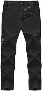 JHMORP Men's Hiking Pants Lightweight Stretch Water Resistant Outdoor Sports Fishing Climbing Pants with Zipper Pockets (Black,CA 30)