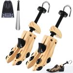 Shoe Stretcher for Men or Women, Pair 4-Way Shoe Expander Adjustable Length & Width, Wooden Shoe Stretcher for Wide Feet, for Women Us Size 10-13.5,Men's Us Size 6.5-10