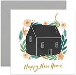 Old English Co. Floral Happy New Home Card - Cute Gold Foil Housewarming Greeting Card for Friends | Stylish Pastel Botanical Wreath | Blank Inside & Envelope Included