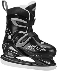 Lake Placid Boys Nitro 8.8 Adjustable Figure Ice Skate, Grey/Black, Large (4-7)