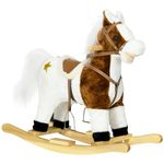 HOMCOM Rocking Horse with Music, Sound, Wagging Tail, Kids Ride On Horse with Saddle Gift for Ages 3-6 Years, Brown