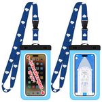 Cruise Lanyards Extra Large Waterproof Cell Phone Pouch Dry Case w/Touch Screen - for Screen Size up to 7” (iPhone 15 14 13 Max, Samsung Galaxy S24 Ultra, Google Pixel 8, OnePlus 12, Motorola) 2-Pack