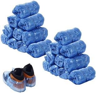 ZFYOUNG 200 Pcs PE Shoe Covers Disposable for Automatic Shoe Cover Machine, Non-Slip T-Buckle Boot Covers, 15-20'' Adjustable Size for US Shoe Sizes 6 to 14, Durable PE Material Shoe Covers