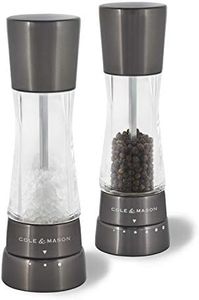 Cole & Mason Derwent Gunmetal Salt and Pepper Mills, Adjustable Grind Settings, Gourmet Precision+, Stainless Steel/Acrylic, 190 mm, Gift Set, Includes 2 x Salt and Pepper Grinders
