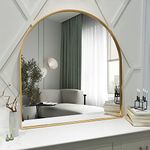 NEUWEABY Arched Wall Mirror for Bathroom, 33.5"x31.5" Arched Mirror Wall Mounted Mirror with Metal Frame, Gold Vanity Mirror