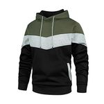 AOTORR Men's Hoodie Pullover Contrast Color Sweatshirts Long Sleeve Hoody Drawstring Casual Tops with Pockets WY90 Black XL